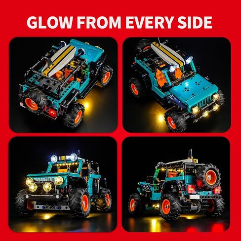 مجموعة إضاءة BRIKSMAX 2.0 متوافقة مع مجموعات بناء Lego Technic Jeep Wrangler Rubicon SUV 42227 - مجموعات إضاءة LED الأصلية (الملحقات فقط) للعرض والهدايا وهواة الجمع in Kuwait