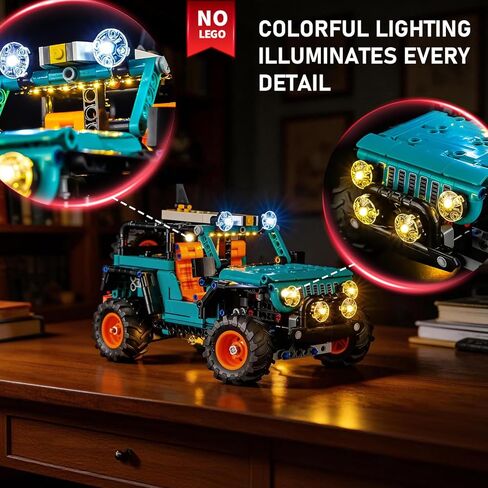 مجموعة إضاءة BRIKSMAX 2.0 متوافقة مع مجموعات بناء Lego Technic Jeep Wrangler Rubicon SUV 42227 - مجموعات إضاءة LED الأصلية (الملحقات فقط) للعرض والهدايا وهواة الجمع in Kuwait