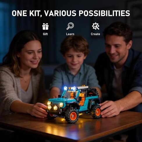 مجموعة إضاءة BRIKSMAX 2.0 متوافقة مع مجموعات بناء Lego Technic Jeep Wrangler Rubicon SUV 42227 - مجموعات إضاءة LED الأصلية (الملحقات فقط) للعرض والهدايا وهواة الجمع in Kuwait