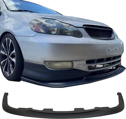حافة ممتصة للصدمات الأمامية من IKON MOTORSPORTS، متوافقة مع 2004-2008 Toyota Corolla S، غير مطلي PP Air Dam Chin Spoiler Protector Splitter قطعة واحدة in Kuwait