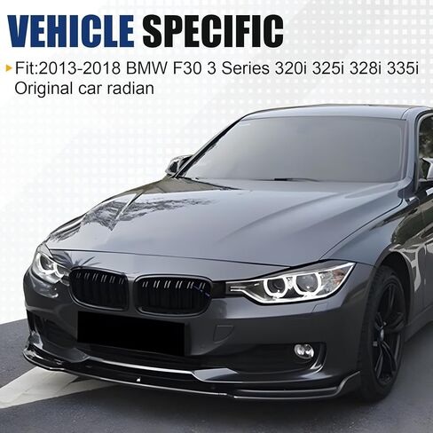 Front Bumper Lip Compatible with 2013-2018 BMW F30 F31 Base 318i 320i 328d 330e 330i 340i, Gloss Black ABS Air Splitter Chin Body Kit OEM Style in Saudi Arabia
