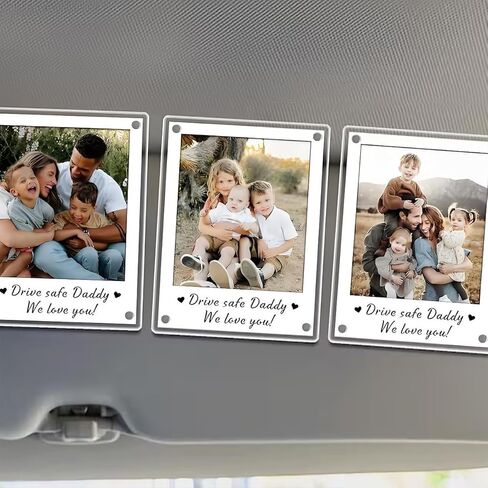 BESULEN Car Sun Visor Photo Holder, Drive Safe Daddy I Love You Magnetic Personalized Acrylic Picture Frame, Decorate Your Vehicle Photo Display Clip, Universal Automotive Accessories in Kuwait