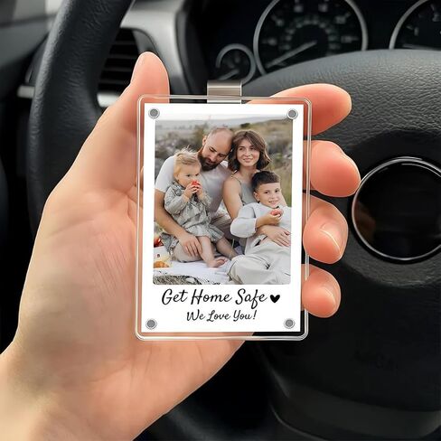 BESULEN Car Sun Visor Photo Holder, Drive Safe Daddy I Love You Magnetic Personalized Acrylic Picture Frame, Decorate Your Vehicle Photo Display Clip, Universal Automotive Accessories in Kuwait