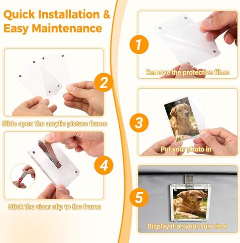 4 Pack Car Picture Holder, 2.36"x3.5" Acrylic Car Visor Photo Clip, Magnetic Picture Frame Clear Car Photo Holder Personalized Car Accessories, Suitable for Adding Family, Personal Photos in Saudi Arabia
