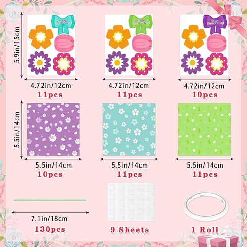 80UncleKimby 32PCS Mothers Day Crafts for Kids Flower Bouquet Kit DIY Teacher Appreciation Week Thankful Gift School Classroom Activities(Green Blue Purple Paper) in Kuwait
