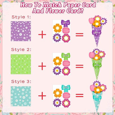 80UncleKimby 32PCS Mothers Day Crafts for Kids Flower Bouquet Kit DIY Teacher Appreciation Week Thankful Gift School Classroom Activities(Green Blue Purple Paper) in Kuwait