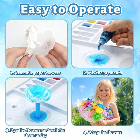 DoodleDoo Paper Flower Craft Kit, Arts and Crafts Flower Science Kit, DIY Magic Color Changing Paper Flowers Kit for Kids Ages 6-11, Educational Gift for Girls, Gift for Birthday Mother's Day in Saudi Arabia