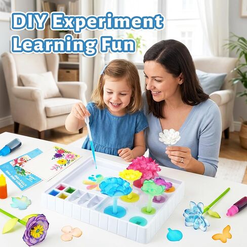 DoodleDoo Paper Flower Craft Kit, Arts and Crafts Flower Science Kit, DIY Magic Color Changing Paper Flowers Kit for Kids Ages 6-11, Educational Gift for Girls, Gift for Birthday Mother's Day in Saudi Arabia