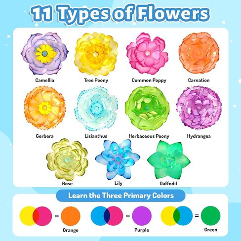 DoodleDoo Paper Flower Craft Kit, Arts and Crafts Flower Science Kit, DIY Magic Color Changing Paper Flowers Kit for Kids Ages 6-11, Educational Gift for Girls, Gift for Birthday Mother's Day in Saudi Arabia