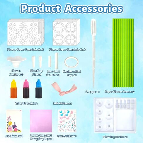DoodleDoo Paper Flower Craft Kit, Arts and Crafts Flower Science Kit, DIY Magic Color Changing Paper Flowers Kit for Kids Ages 6-11, Educational Gift for Girls, Gift for Birthday Mother's Day in Saudi Arabia