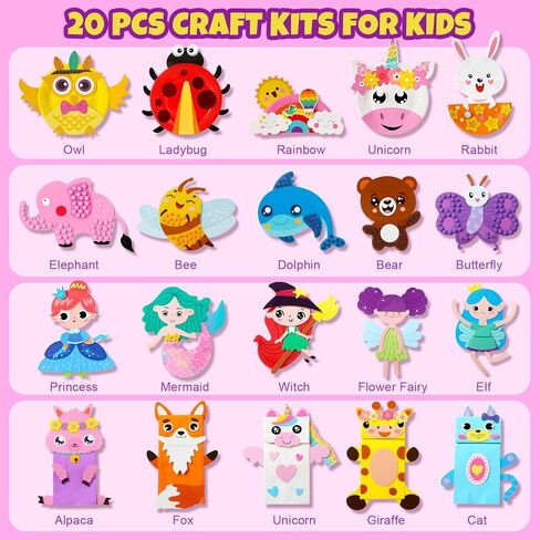 Toylink Arts and Crafts for Kids 3-10, 20 Paper Plate Animal Art Set with Stickers & Decorations, Motor Skills STEAM Toys for Classroom Birthday Activities, Mess-Free DIY Projects for Toddlers in Saudi Arabia