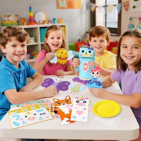 Toylink Arts and Crafts for Kids 3-10, 20 Paper Plate Animal Art Set with Stickers & Decorations, Motor Skills STEAM Toys for Classroom Birthday Activities, Mess-Free DIY Projects for Toddlers in Saudi Arabia