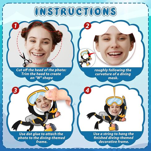 90 قطعة بدلة غوص صيفية من الورق DIY إطار صورة ديكورات تحت البحر المحيط غواص إطارات الصور معلقة العودة إلى المدرسة ديكور لوازم الحفلات in Kuwait