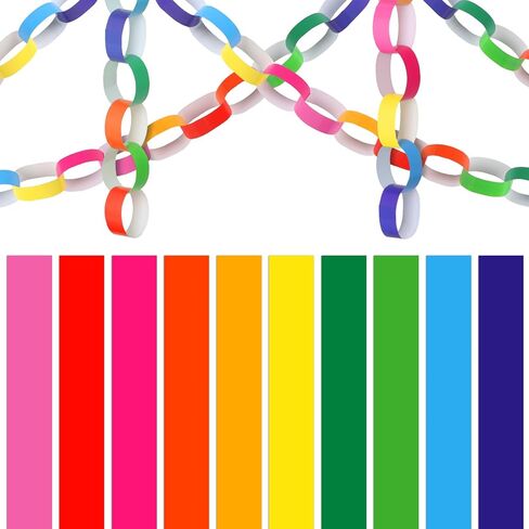 sogiv 600 Sheets Paper Chain Garland Strips 1 x 8 Inches with Double Sided Tape – DIY Construction Paper Chains for Birthday, Wedding, Holiday Party Decorations & Craft Supplies in Saudi Arabia