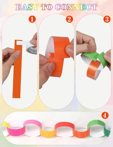 sogiv 600 Sheets Paper Chain Garland Strips 1 x 8 Inches with Double Sided Tape – DIY Construction Paper Chains for Birthday, Wedding, Holiday Party Decorations & Craft Supplies in Saudi Arabia