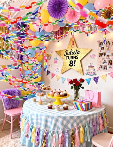 sogiv 600 Sheets Paper Chain Garland Strips 1 x 8 Inches with Double Sided Tape – DIY Construction Paper Chains for Birthday, Wedding, Holiday Party Decorations & Craft Supplies in Saudi Arabia