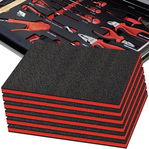6 Pack Tool Box Foam Inserts for Cases 18 x 12 x 1 Inch Polyethylene Storage Sheets Cuttable Tool Box Liner Kaizen Organizer Sheet Tool Shadow Insert Craft Foam Pads for Toolbox Hard Case Camera in Saudi Arabia