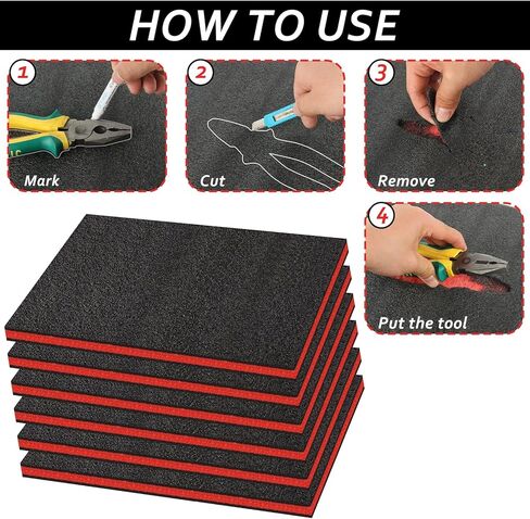 6 Pack Tool Box Foam Inserts for Cases 18 x 12 x 1 Inch Polyethylene Storage Sheets Cuttable Tool Box Liner Kaizen Organizer Sheet Tool Shadow Insert Craft Foam Pads for Toolbox Hard Case Camera in Saudi Arabia