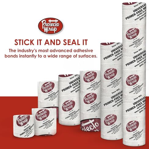 Protecto Wrap Universal Primer-Free Membrane – Self-Adhesive Waterproof Flashing for Wood, CMU, OSB, and Foam Board – Seals Skirt Board-Foundation Interface and Acts as Air & Vapor Barrier – 4" x 50' in Kuwait