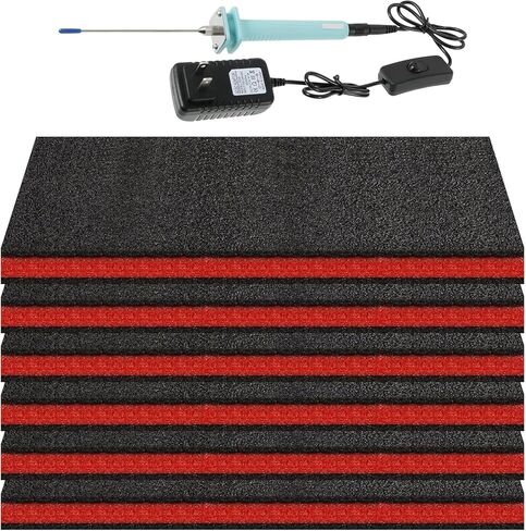 6 Pack Tool Box Foam Inserts for Cases,Tool Box Liner Polyethylene Sheets, Toolbox Kaizen Organizer and Storage Shadow 18 x 12 x 1 Inch,Red & Black (6 Foam + 1 Cutter Tool) in Saudi Arabia