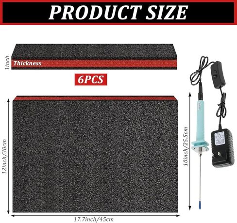 6 Pack Tool Box Foam Inserts for Cases,Tool Box Liner Polyethylene Sheets, Toolbox Kaizen Organizer and Storage Shadow 18 x 12 x 1 Inch,Red & Black (6 Foam + 1 Cutter Tool) in Saudi Arabia