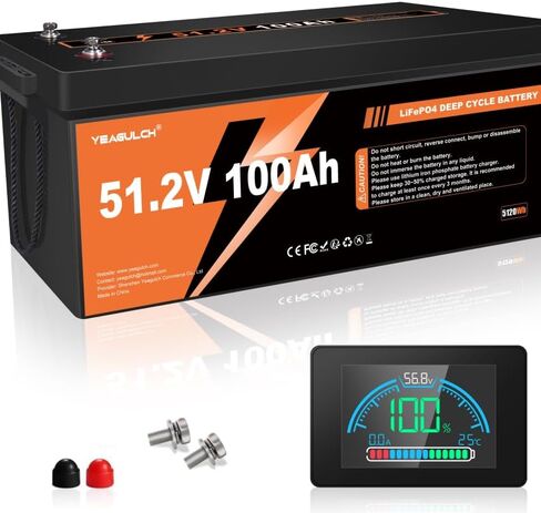 24V 100Ah LiFePO4 Lithium Battery with 100A BMS 2560Wh Up to 15000+ Deep Cycles Rechargeable Battery Perfect for RV Trolling Motor Marine Solar Off-Grid Systems in Saudi Arabia