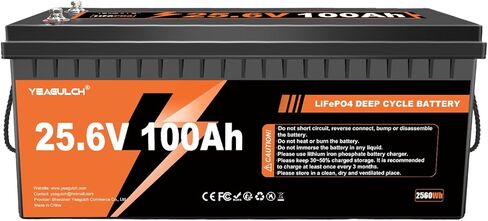 24V 100Ah LiFePO4 Lithium Battery with 100A BMS 2560Wh Up to 15000+ Deep Cycles Rechargeable Battery Perfect for RV Trolling Motor Marine Solar Off-Grid Systems in Kuwait