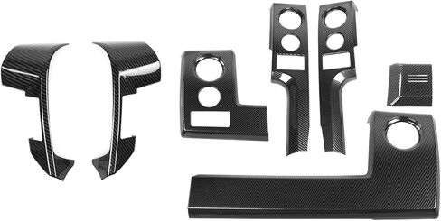 مجموعة الإكسسوارات الداخلية من ألياف الكربون F150 مناسبة لـ 2009-2014+ Ford F150 Raptor وحدة التحكم المركزية لوحة القيادة والعتاد ناقل الحركة نافذة رفع لوحة غطاء ديكور، 16 قطعة in Kuwait