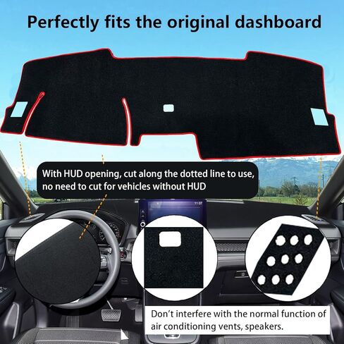 Dash Cover for Honda CR-V 2023 2024 2025 2026, CRV Dashboard Cover Mat Carpet, Nonslip Sun Shade Pad Red Trim, Polyester in Saudi Arabia
