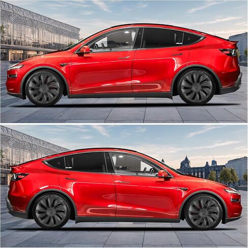 أغطية عجلات مقاس 19 بوصة متوافقة مع أغطية مركز العجلات Tesla Model Y 2025-2026، إطارات سوداء غير لامعة ABS Hubcaps Snap-On متوافقة مع عجلة Tesla Y Juniper 2026 مقاس 19 بوصة in Kuwait