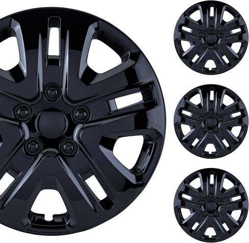 PACRIM 17" Universal Gloss Black Car Wheel Cover/Hubcap Set | Replacement Snap On | Set of 4 | Univeral Fit for 17 Inch Base Stock Rims in Saudi Arabia