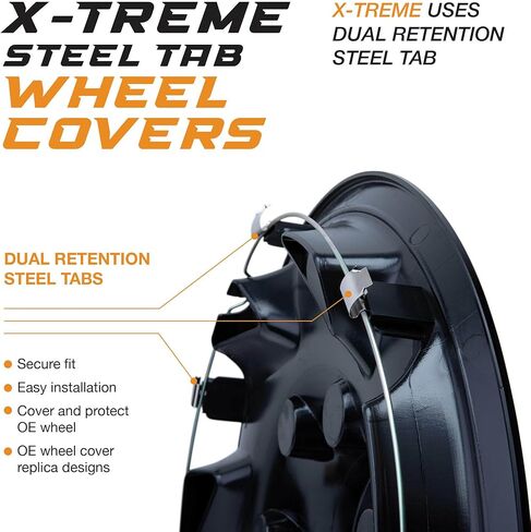 PACRIM 17" Universal Gloss Black Car Wheel Cover/Hubcap Set | Replacement Snap On | Set of 4 | Univeral Fit for 17 Inch Base Stock Rims in Saudi Arabia
