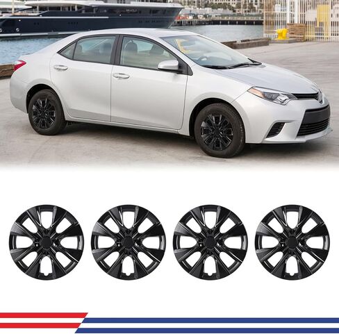 15-Inch Hubcap for 2009-2019 Toyota Corolla Wheel Rims Cover Wheel Cover Replacement Snap On Installation Set of 4 PP Material 15'' Study Hub Cap for 2009-2019 Toyota Corolla (Black Lacquer) in Kuwait