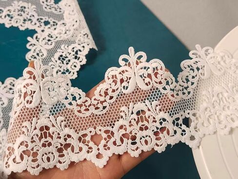 Clothing Accessories Embroidered Lace Collection, White Floral Lace Edge Trim, for Skirt/Neckline/Sleeves DIY Decorative Fabric Art,Gift Packaging, 2.5 Yards in Saudi Arabia