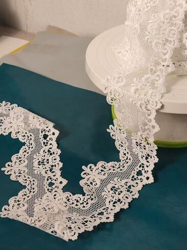 Clothing Accessories Embroidered Lace Collection, White Floral Lace Edge Trim, for Skirt/Neckline/Sleeves DIY Decorative Fabric Art,Gift Packaging, 2.5 Yards in Saudi Arabia