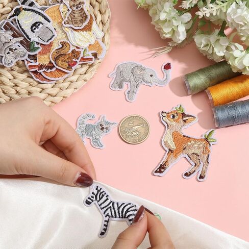 24Pcs Animals Embroidered Patches Woodland Animals Iron on Patches Cute Sew on Appliques Zoo Rabbit Squirrel Fox Lion for Clothes Shoes Backpacks Caps Hair Clips in Kuwait