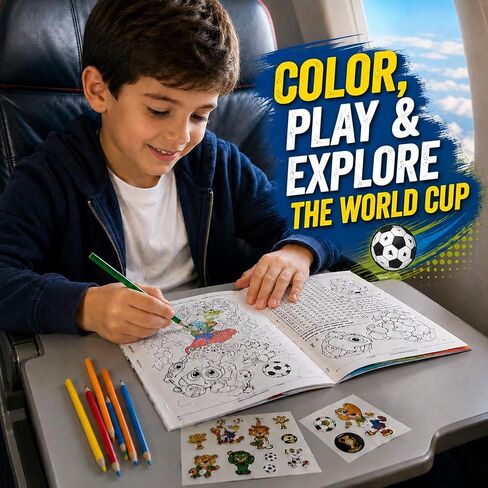 Wagon International Official 2026 FIFA World Cup Coloring & Activity Book — 55+ Pages of Coloring, Games, Stickers & More | All 16 Host City Posters | Ages 3+ | 11" × 8" in Saudi Arabia
