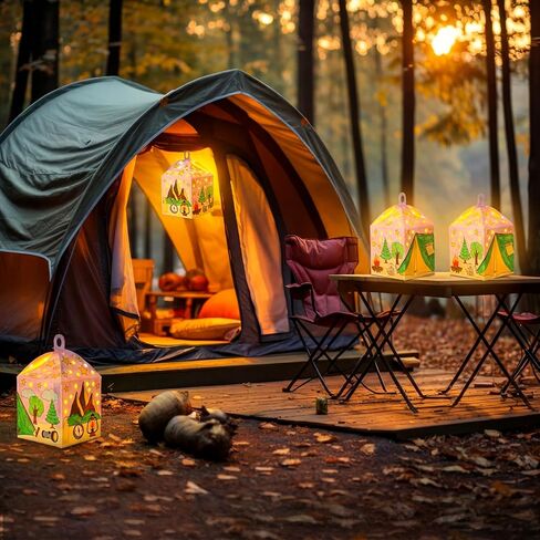 Glooglitter 36 Set Camping Crafts Kits with LED Candles Lights Color Your Own Camp Luminaries DIY Camping Lantern Craft Hanging Decor Ideal Gifts for Summer Camp VBS Party Activities Decorations in Saudi Arabia