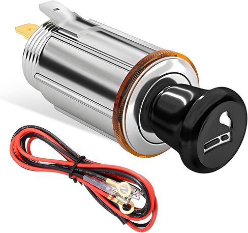 Car Cigarette Lighter with Cable, DC 12V Cigarette Lighter Socket Replacement with Eject Button, Pop-Out Metal Female Power Outlet Socket Suitable for Cars Trucks SUVs in Kuwait