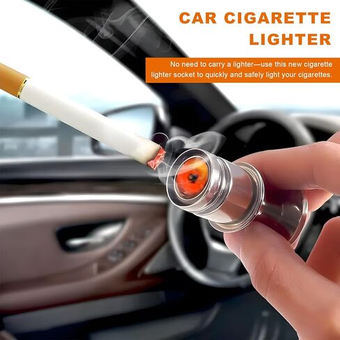 Car Cigarette Lighter with Cable, DC 12V Cigarette Lighter Socket Replacement with Eject Button, Pop-Out Metal Female Power Outlet Socket Suitable for Cars Trucks SUVs in Kuwait