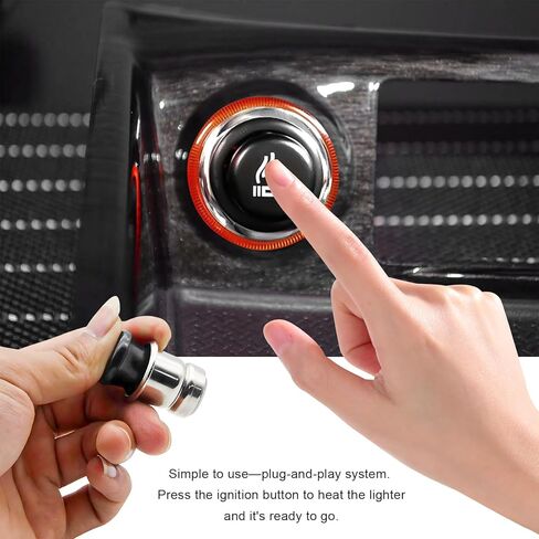 Car Cigarette Lighter with Cable, DC 12V Cigarette Lighter Socket Replacement with Eject Button, Pop-Out Metal Female Power Outlet Socket Suitable for Cars Trucks SUVs in Kuwait