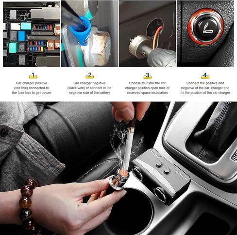 Car Cigarette Lighter with Cable, DC 12V Cigarette Lighter Socket Replacement with Eject Button, Pop-Out Metal Female Power Outlet Socket Suitable for Cars Trucks SUVs in Kuwait