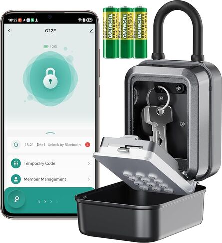 صندوق قفل المفتاح الذكي - تطبيق بلوتوث (تطبيق تويا) التحكم ورمز PIN، صندوق قفل مثبت على الحائط مقاوم للطقس IP65 لـ Airbnb، سمسار عقارات، مكتب منزلي، يحمل 5 مفاتيح + 3 بطاقات وصول in Saudi Arabia