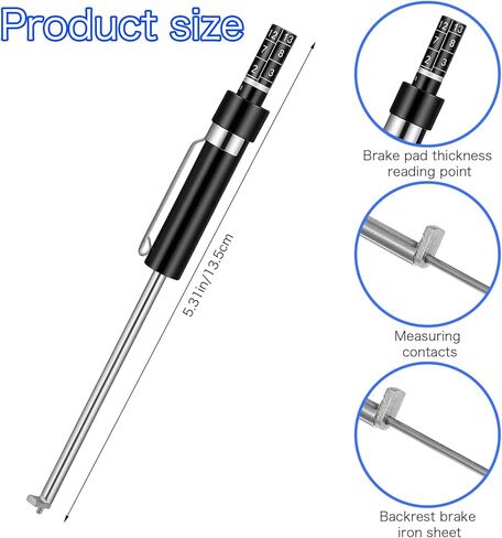 Sibba Brake Pad Thickness Gauge Professional Brakes Measuring Tool with Scale for Internal & External Brake Pads Automotive Brakes Pad Tester & Detection Pen Compatible for All Cars on The Market in Kuwait