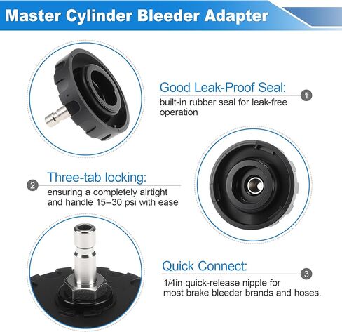 50.7mm Master Cylinder Bleeder Adapter for Mitsubishi for Nissan for Subaru for Chrysler for Dodge for Ford for Lincoln, for 3L Manual Brake Fluid Bleeder Kit Three Tab Lock in Saudi Arabia