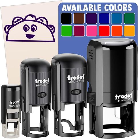 Happy Taco Doodle Self-Inking Rubber Stamp Ink Stamper for Stamping Crafting Planners - 1/2 Inch Mini - Black Ink in Kuwait