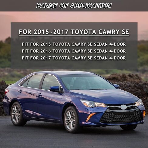 Complete Front Bumper Assembly Fit For 2015 2016 2017 Toyota Camry SE Front Bumper Cover With Support Brackets+ Upper & Lower Grille + Daytime Running Turn Signal Lights 7pcs Kit Replacement in Kuwait
