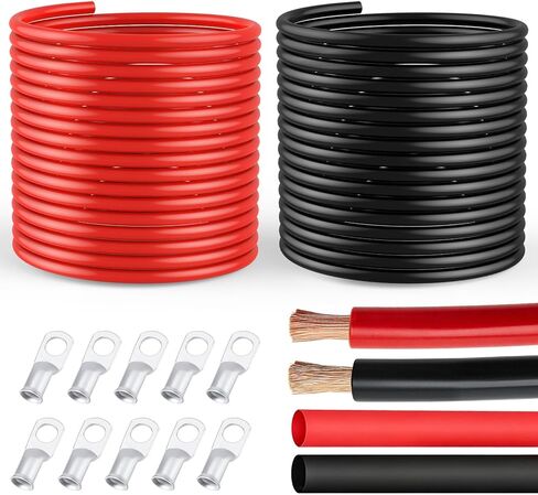 6 Gauge Wire 6 Awg Wire, 6 Gauge Battery Cable 20 Feet Black + 20 Feet Red 6 Gauge Marine Wire, 6 Gauge Copper Wire Welding Cable Standard with Wire Lugs Terminal Connectors and Heat Shrink Tube in Saudi Arabia