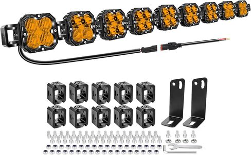 AUXTINGS 40 بوصة 180 واط شريط إضاءة LED كهرماني مع أسلاك DT، شعاع مستقيم منحني قابل للتعديل على الطرق الوعرة 4X4 مصابيح ضباب للقيادة مقاومة للماء لمركبة 12 فولت 24 فولت 4WD سيارة UTV SUV شاحنة جرار مقطورة in Kuwait