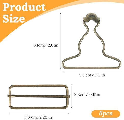 6pcs Bronze Overall Buckles Replacement Kit, Metal Buckle Clasp with Adjustable Slide Buckles for Jeans Suspender, Bib Pants, DIY Sewing Accessories in Kuwait